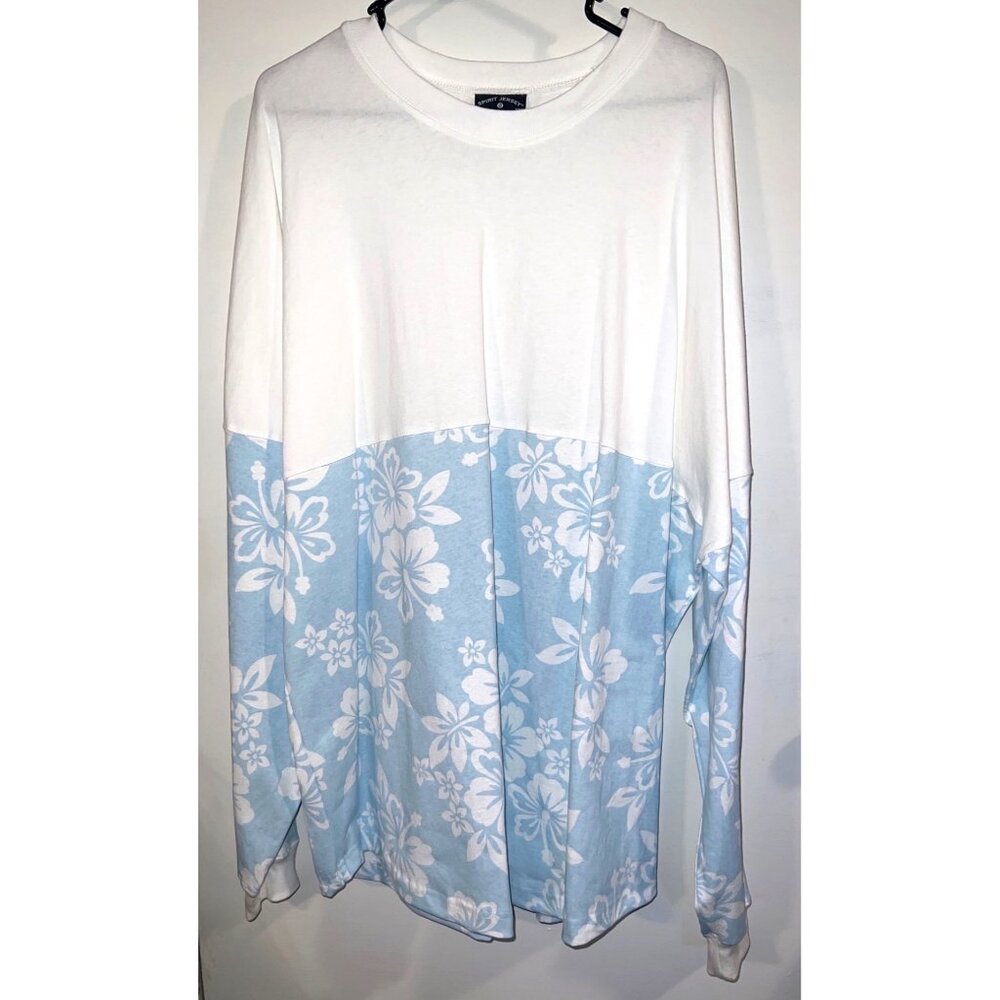 Spirit Jersey XXL White & Blue Floral Long Sleeve Shirt - Picture 2 of 4
